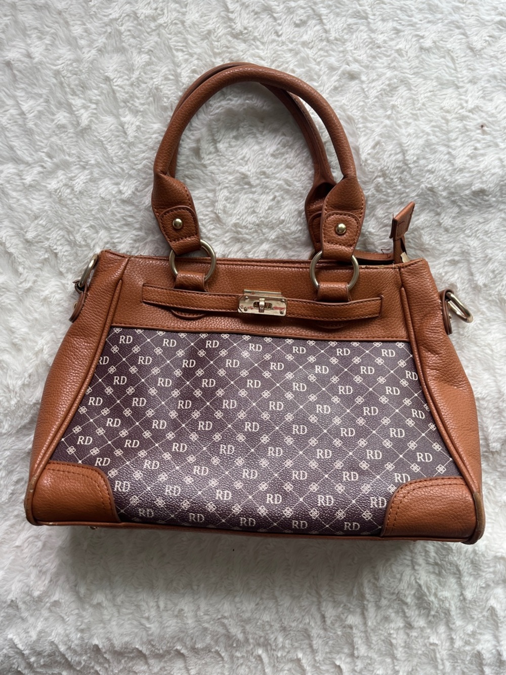 Danbury Mint Brown and Tan RD Logo Satchel
